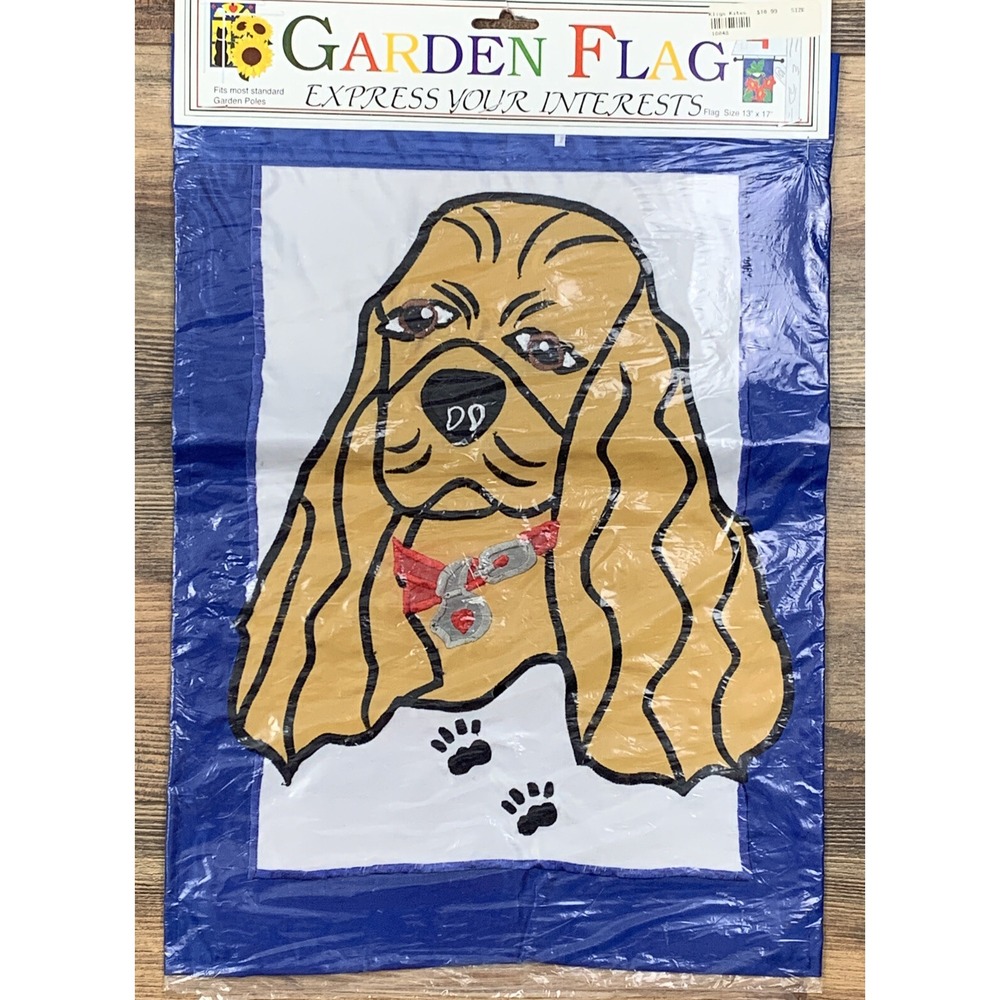 NEW Cocker Spaniel Dog Puppy Garden Flag Double Side 13" x 17" Outdoor Vtg 1999
